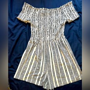 Stripe blue and navy romper